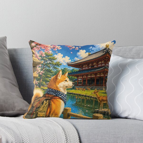 Item preview, Akita observing a temple in Nara designed and sold by Nomad-Paws.