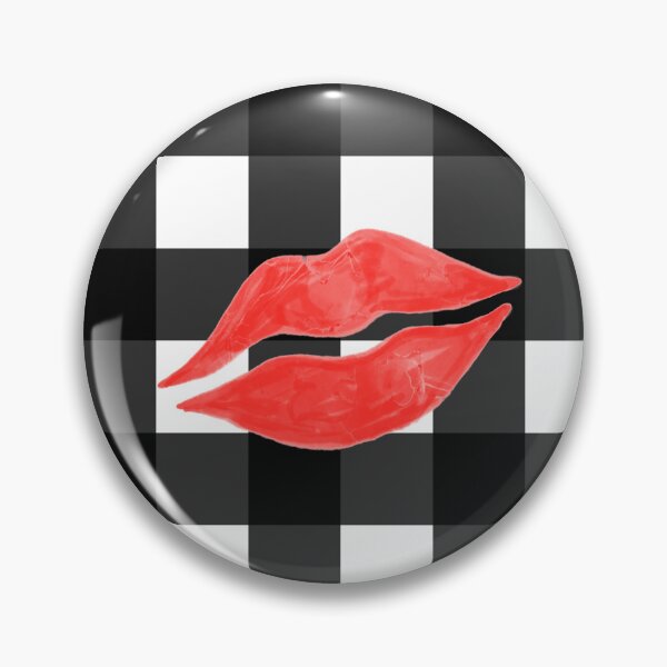 Item preview, Red Lipstick Kisses on Black and White Gingham designed and sold by QuestingPixel.