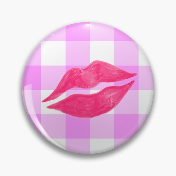 Item preview, Pink Lipstick Kisses on Pink Gingham designed and sold by QuestingPixel.