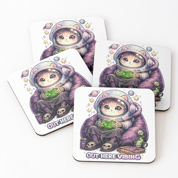 Item preview, Out Here Vibing Astronaut Cat – Cute Kawaii Space Cat Lover Gift designed and sold by SaNaCreation13.