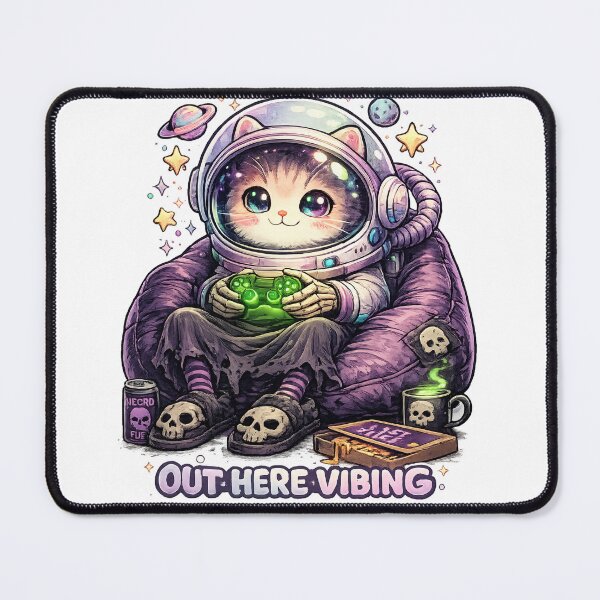 Item preview, Out Here Vibing Astronaut Cat – Cute Kawaii Space Cat Lover Gift designed and sold by SanaCreation13.
