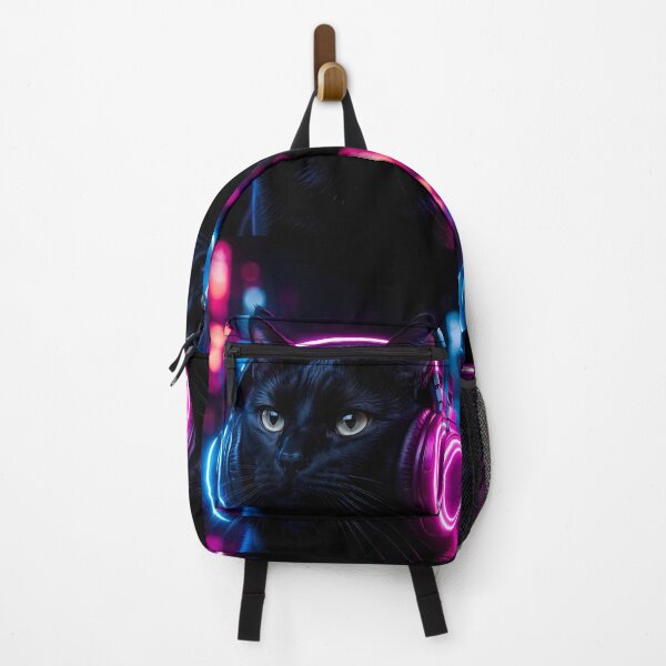 Item preview, Cyberpunk Black Cat with Headphones designed and sold by Moodprint5.