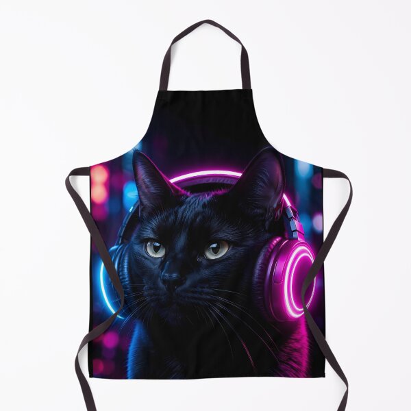 Item preview, Cyberpunk Black Cat with Headphones designed and sold by Moodprint5.
