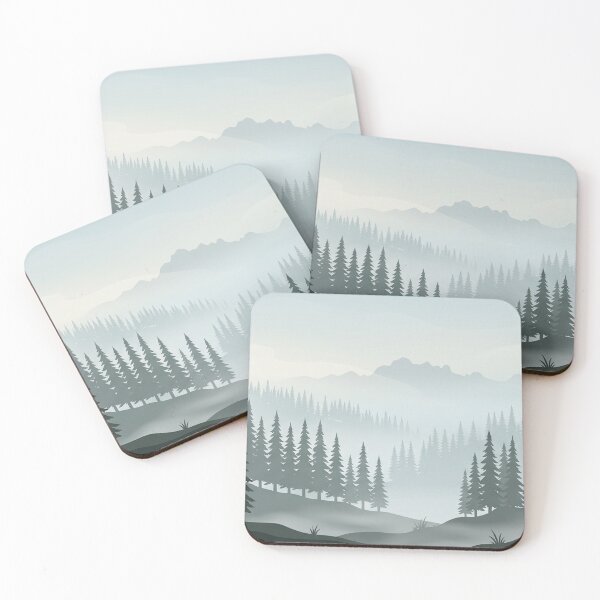 Item preview, Misty Nordic Pine Forest - Calm Aesthetic Desk Mat designed and sold by Art JSMY.
