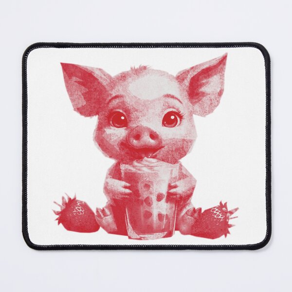 Item preview, Cute Kawaii Baby Pig with Strawberry Milkshake designed and sold by kinpirks.