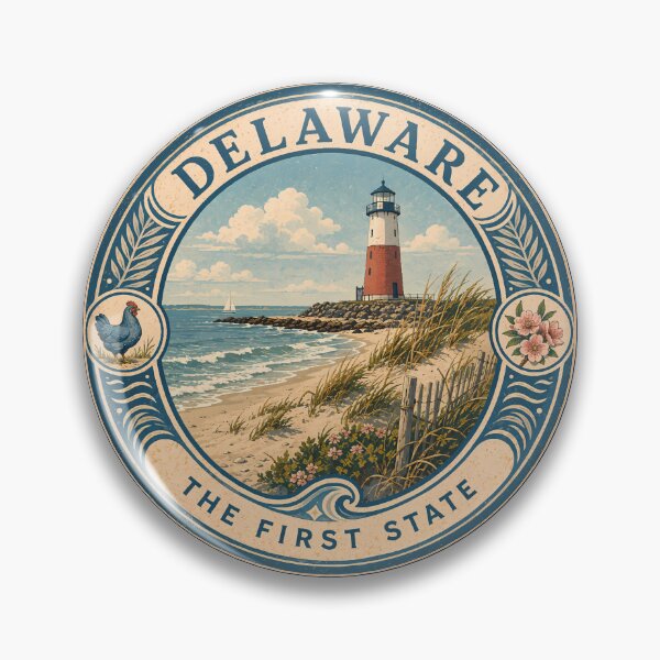Item preview, Delaware Landscape Illustration Travel Art Badge designed and sold by KrisSidDesigns.