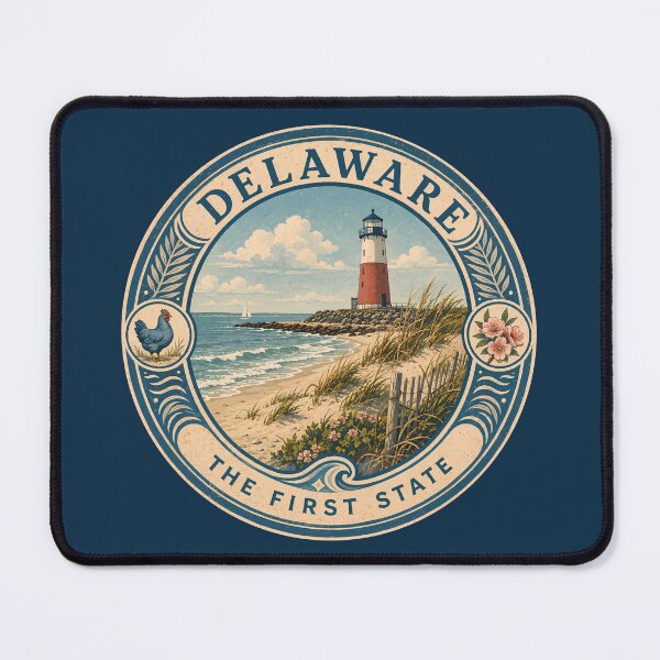 Item preview, Delaware Landscape Illustration Travel Art Badge designed and sold by KrisSidDesigns.