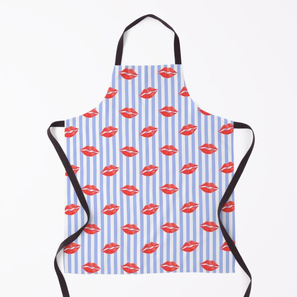 Item preview, Red Lipstick Kisses on Blue Stripes designed and sold by QuestingPixel.