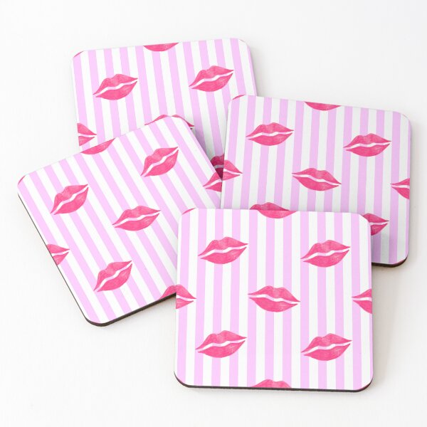 Item preview, Pink Lipstick Kisses on Pink Stripes designed and sold by QuestingPixel.