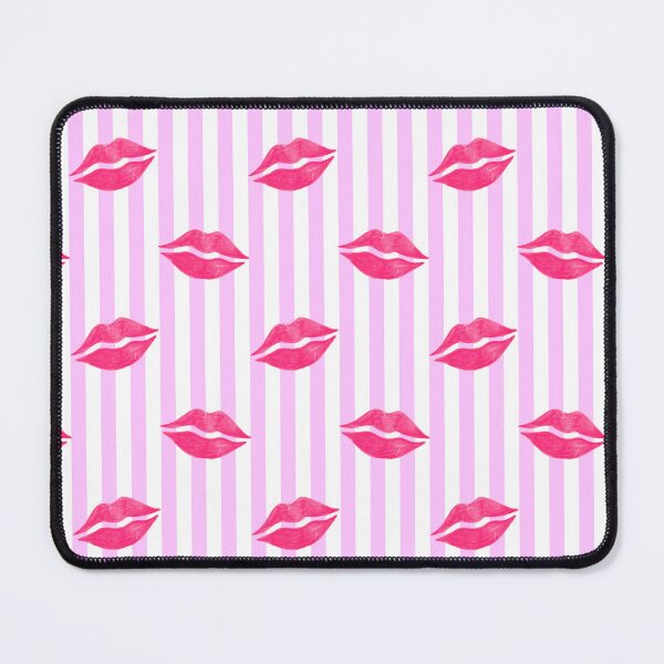 Item preview, Pink Lipstick Kisses on Pink Stripes designed and sold by QuestingPixel.