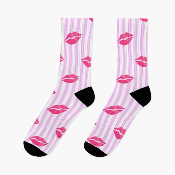Item preview, Pink Lipstick Kisses on Pink Stripes designed and sold by QuestingPixel.