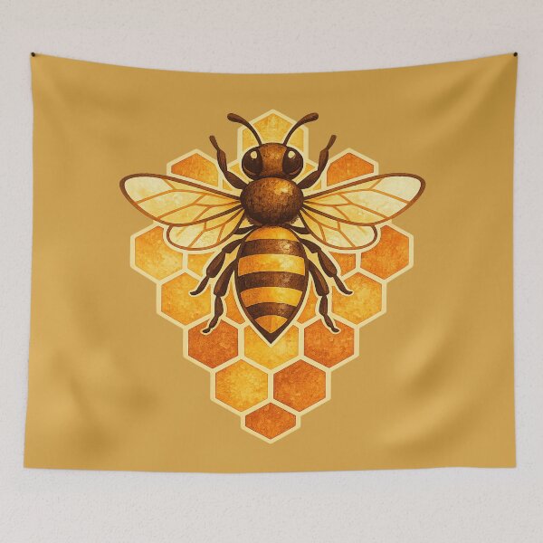 Item preview, Mid-Century Scandinavian Honeybee Illustration – Retro Geometric Design designed and sold by MagicMakerPh.