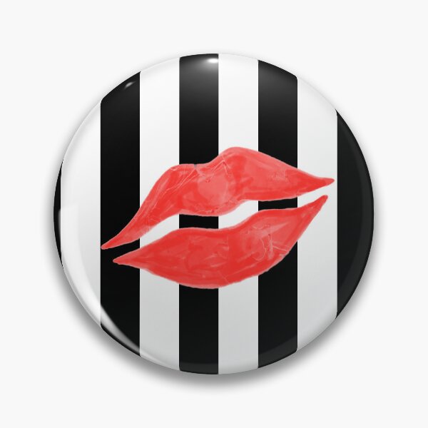 Item preview, Red Lipstick Kisses on Black and White Stripes designed and sold by QuestingPixel.