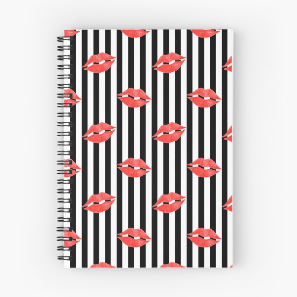 Item preview, Red Lipstick Kisses on Black and White Stripes designed and sold by QuestingPixel.