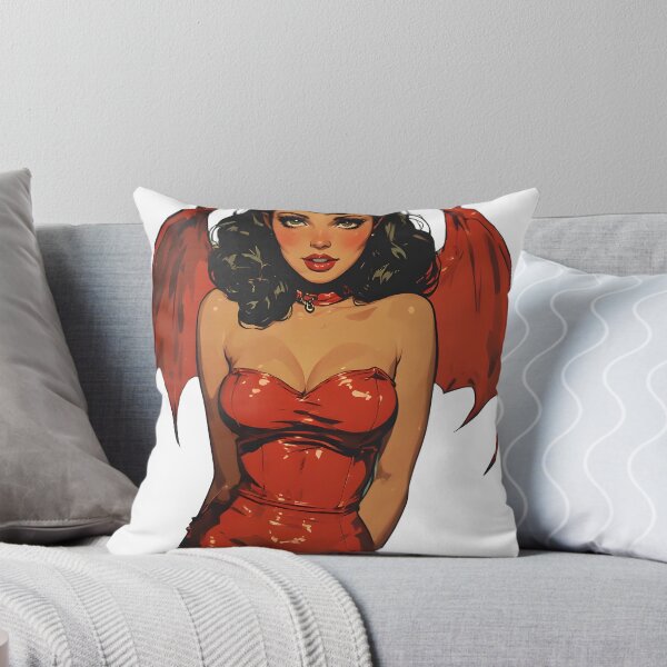 Item preview, Devil woman with red wings and horns on transparent background designed and sold by Creative88Art.