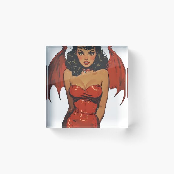 Item preview, Devil woman with red wings and horns on transparent background designed and sold by Creative88Art.