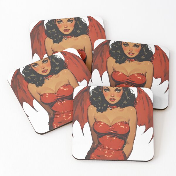 Item preview, Devil woman with red wings and horns on transparent background designed and sold by Creative88Art.