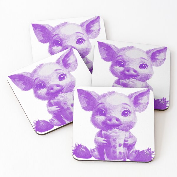 Item preview, Cute Kawaii Baby Pig with Strawberry Milkshake designed and sold by kinpirks.