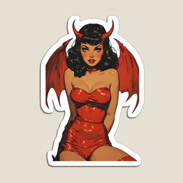 Item preview, Devil woman with red wings and horns on transparent background designed and sold by Creative88Art.