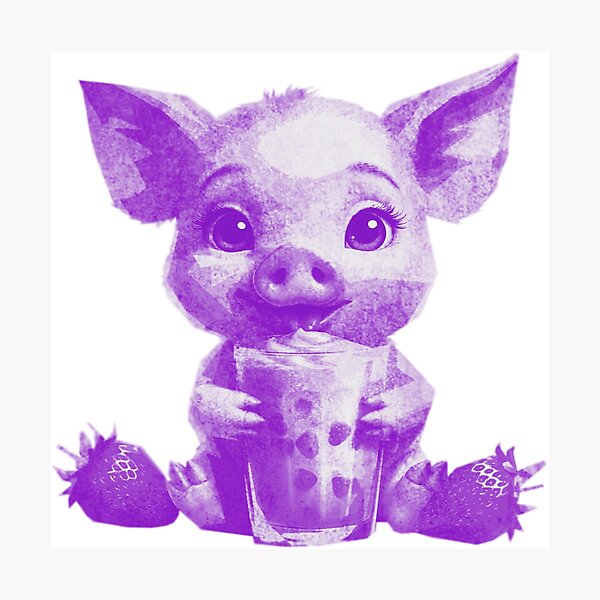 Item preview, Cute Kawaii Baby Pig with Strawberry Milkshake designed and sold by kinpirks.