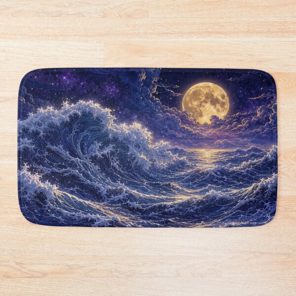 Item preview, Moonlit Ocean Waves Fantasy Desk Mat Design designed and sold by Art JSMY.