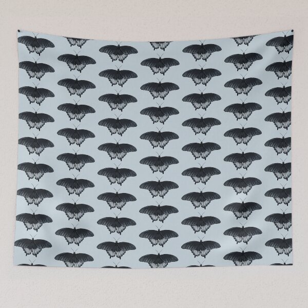 Item preview, Black Butterfly Illustration on light blue designed and sold by Ellen Wilberg.