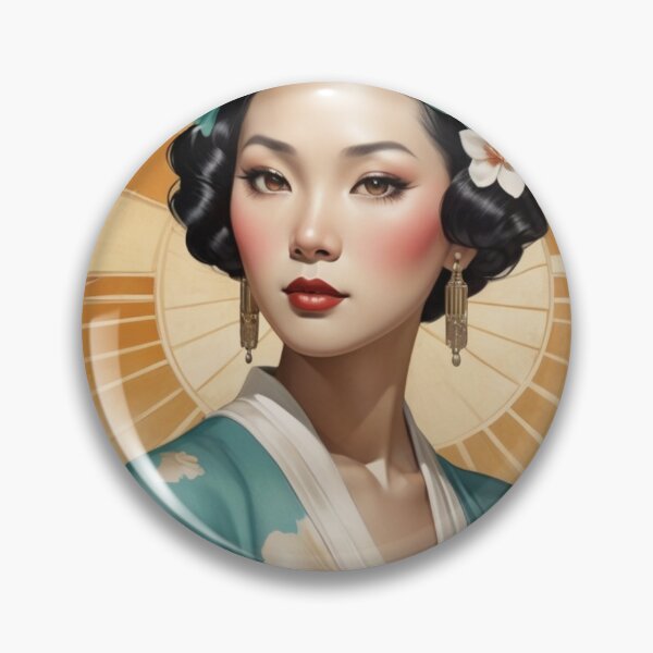 Item preview, Asian Woman Art Deco Portrait  designed and sold by GenesisArtis.