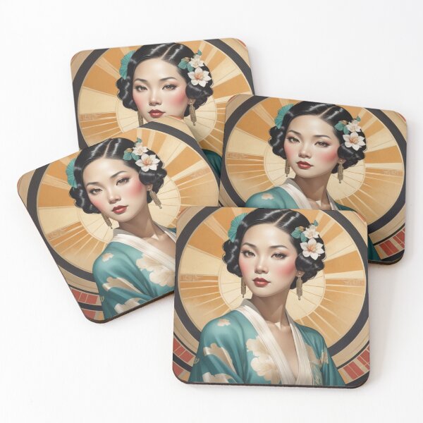 Item preview, Asian Woman Art Deco Portrait  designed and sold by GenesisArtis.