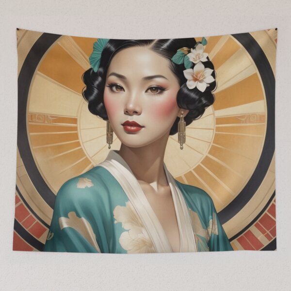 Item preview, Asian Woman Art Deco Portrait  designed and sold by GenesisArtis.