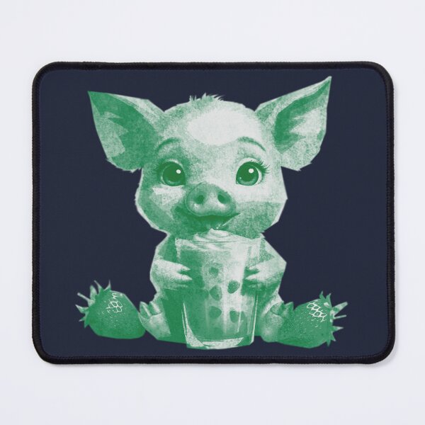 Item preview, Cute Kawaii Baby Pig with Strawberry Milkshake designed and sold by kinpirks.