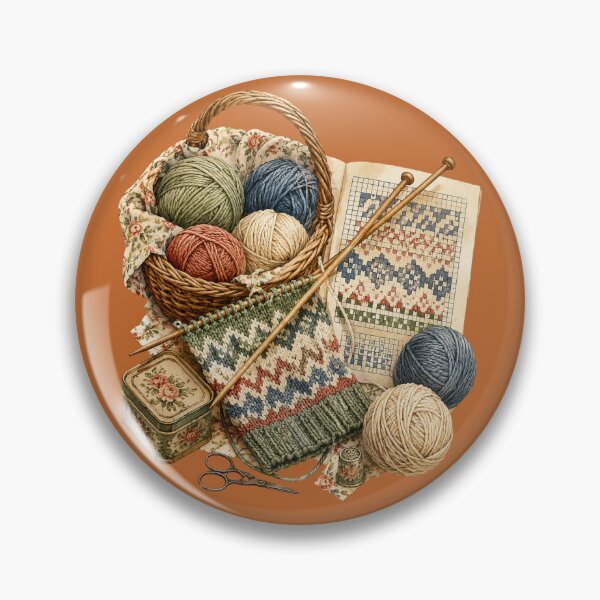 Item preview, Retro 1940s Knitting Craft Illustration – Vintage Cottage Pattern Design designed and sold by MagicMakerPh.