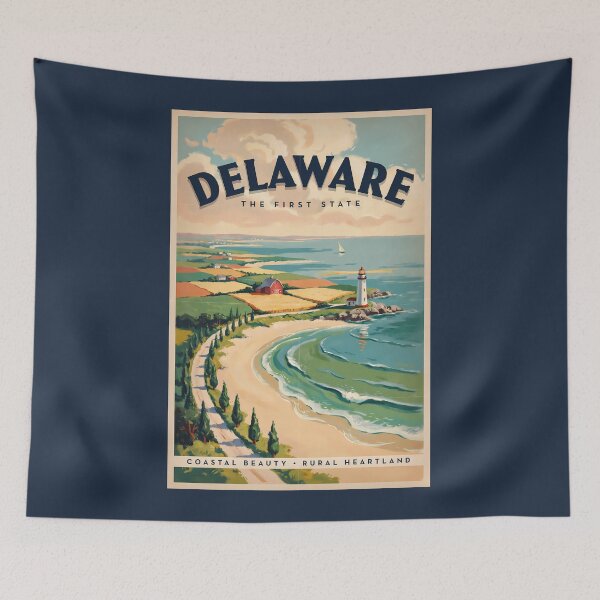 Item preview, Delaware Lighthouse Illustration Travel Art Vintage designed and sold by KrisSidDesigns.
