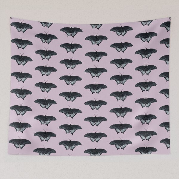 Item preview, Black Butterfly Illustration on mauve designed and sold by Ellen Wilberg.