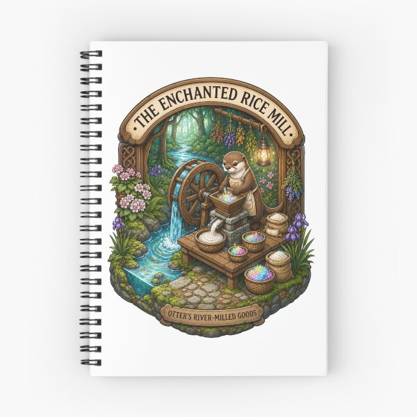 Item preview, The Enchanted Rice Mill | Otter Miller | Woodland Watermill | Cottagecore Grain Mill | Fantasy Forest Marketplace designed and sold by MrDev.