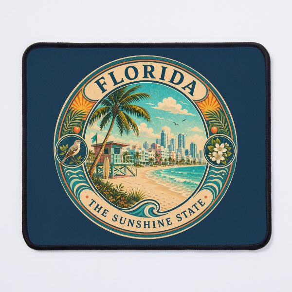 Item preview, Florida Landscape Illustration Travel Art Badge designed and sold by KrisSidDesigns.