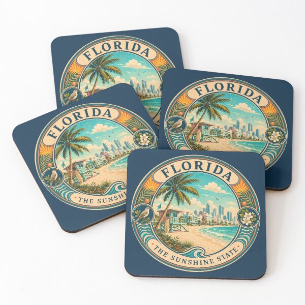 Item preview, Florida Landscape Illustration Travel Art Badge designed and sold by KrisSidDesigns.