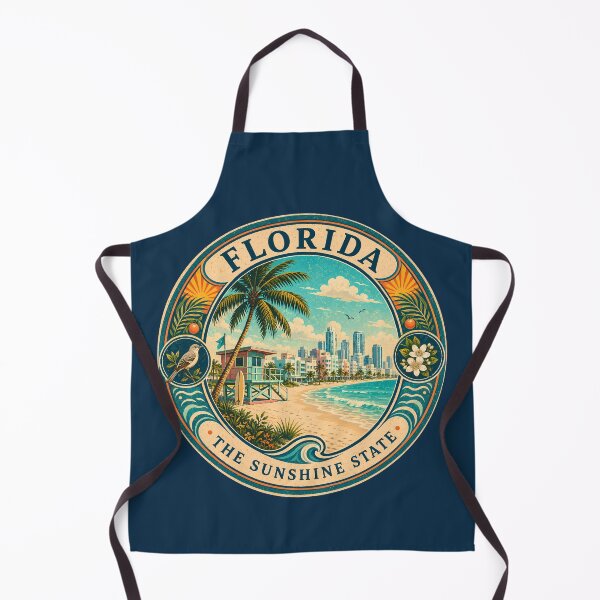 Item preview, Florida Landscape Illustration Travel Art Badge designed and sold by KrisSidDesigns.