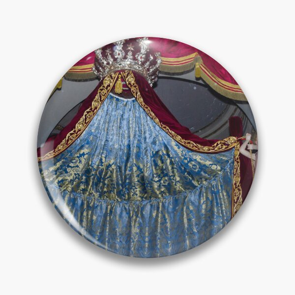 Item preview, Ornate Church Altar With Blue Brocade Curtain, Crown Canopy and Angel Statues in Red Velvet designed and sold by Nmallia.