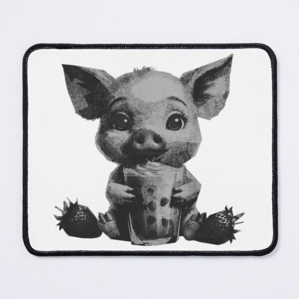 Item preview, Cute Kawaii Baby Pig with Strawberry Milkshake designed and sold by kinpirks.
