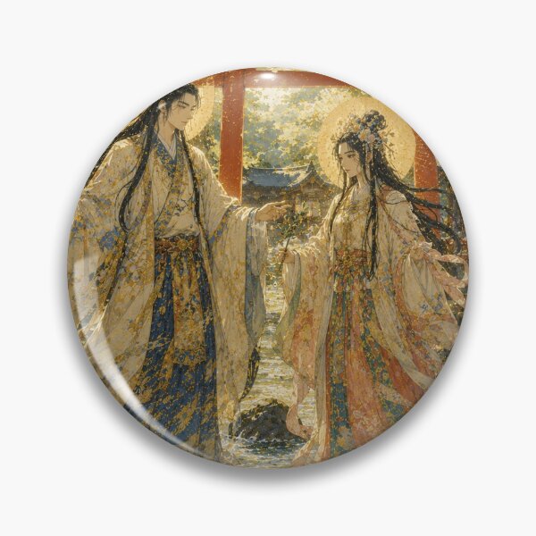 Item preview, Kamo Taketsunumi no Mikoto and Tamayorihime at Shimogamo Shrine – Modern Japanese Art designed and sold by Fumi723.