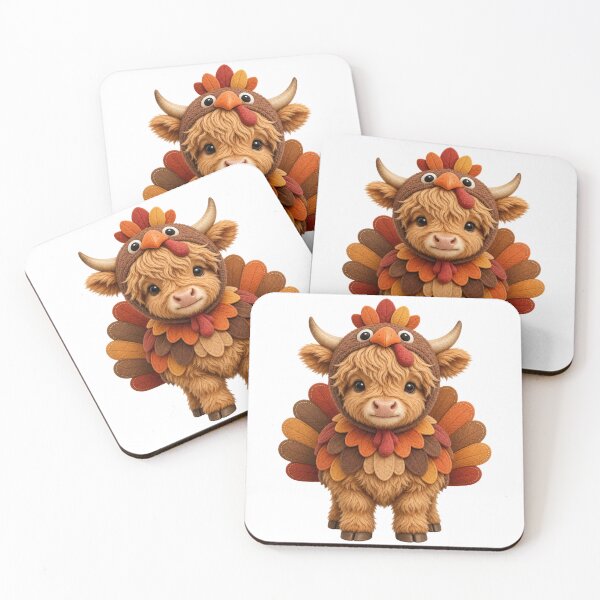 Item preview, Cute Highland Cow in Turkey Costume designed and sold by Blush Meadow Trading Co.