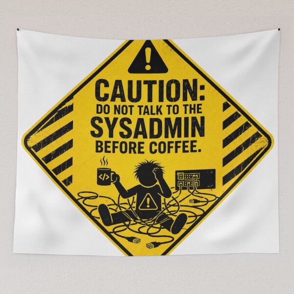 Item preview, Sysadmin Before Coffee Warning Sign designed and sold by Mosslume Studio.