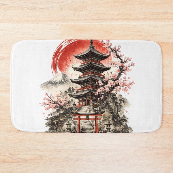 Item preview, Japanese Temple – Sakura & Mount Fuji designed and sold by oatsupspace.