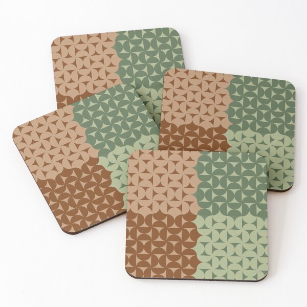 Item preview, Retro Mid Century Modern Geometric Pattern in Sage Green and Brown designed and sold by nineFlorals.