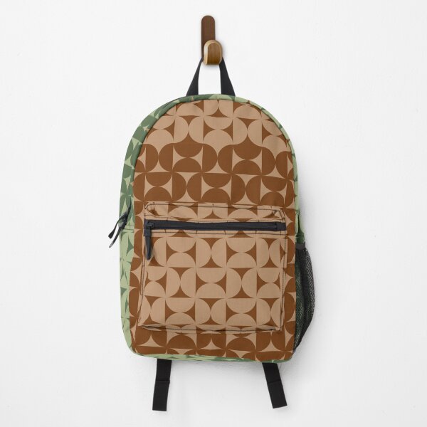 Item preview, Retro Mid Century Modern Geometric Pattern in Sage Green and Brown designed and sold by nineFlorals.