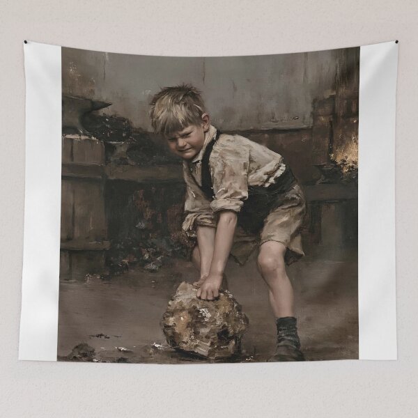Item preview, Young Boy Lifting Heavy Stone designed and sold by lautir.