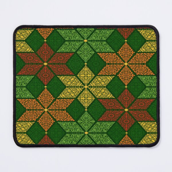 Item preview, Intricate Geometric Pattern with Traditional Motifs and a Rich, Textured Green Background Featuring Accents of Gold, Red, and Yellow designed and sold by Matt_Smith.