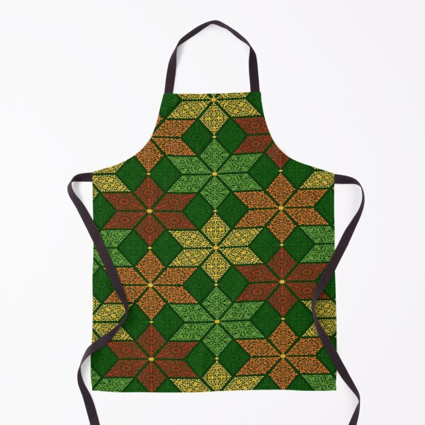 Item preview, Intricate Geometric Pattern with Traditional Motifs and a Rich, Textured Green Background Featuring Accents of Gold, Red, and Yellow designed and sold by Matt_Smith.
