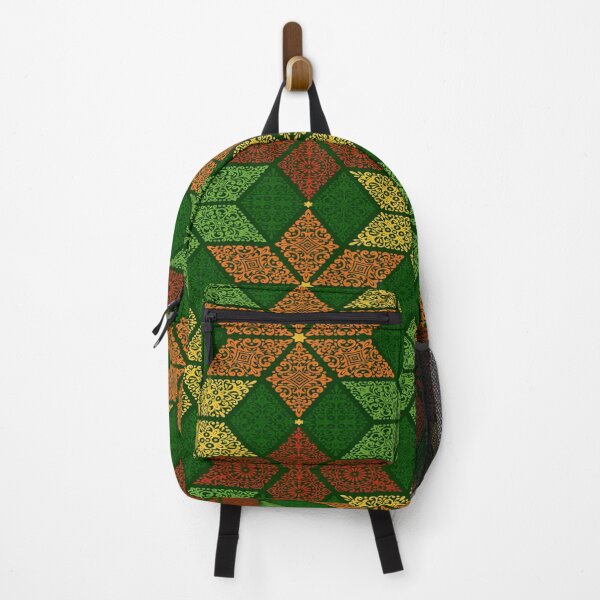 Item preview, Intricate Geometric Pattern with Traditional Motifs and a Rich, Textured Green Background Featuring Accents of Gold, Red, and Yellow designed and sold by Matt_Smith.