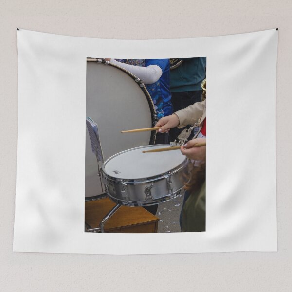 Item preview, Close-Up Of Snare Drum And Drummers Playing In A Marching Band Performance With Drumsticks designed and sold by Nmallia.